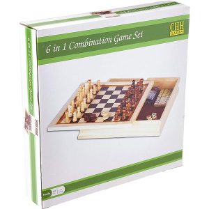 6 in 1 Game Set: 11" Wood Case