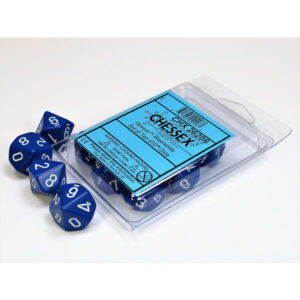 Chessex Opague Series: 10pc D10 Blue & White